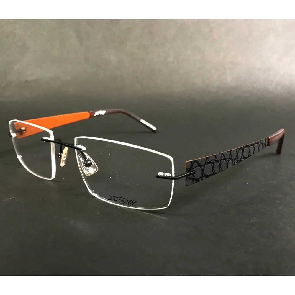 J.F. Rey Eyeglasses Frames JF2595 0000 Black Copper Brown Rimless 54-18.5-143